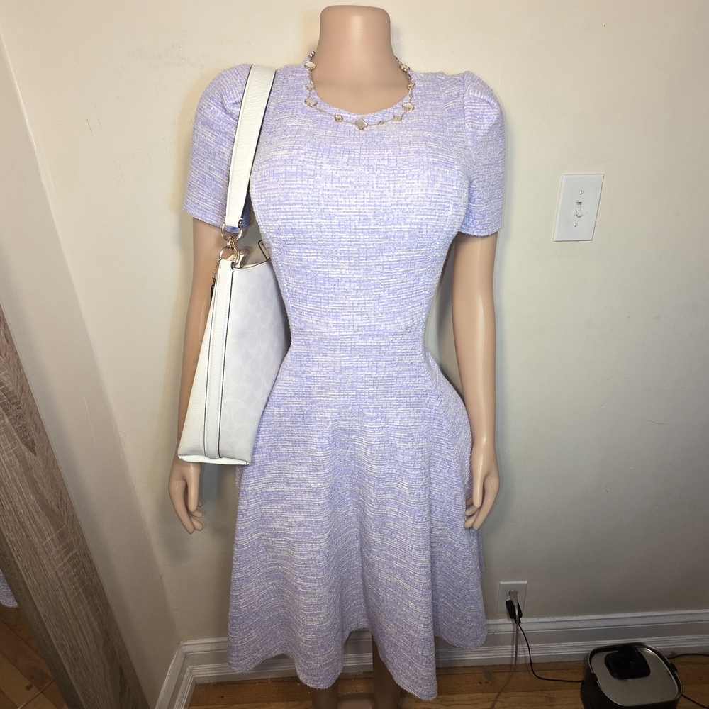 ☆Calvin Klein Lavender Tweed Maxi Dress with White Accents☆